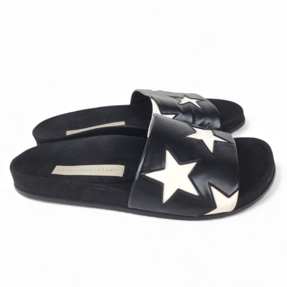 STELLA MCCARTNEY Black and White Star slide Sandals 38 8 US
